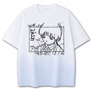 岩仓玲音lain周边T恤夏季男女同款二次元动漫风纯棉短袖衣服cos服