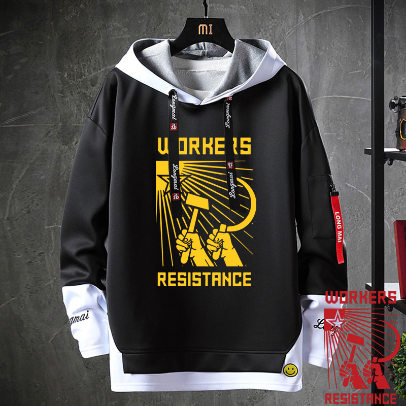 苏联cccp工人阶级飘带连帽卫衣