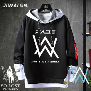 艾伦沃克alanwalker同款 DJ潮牌faded飘带连帽卫衣男女卫衣衣服衫