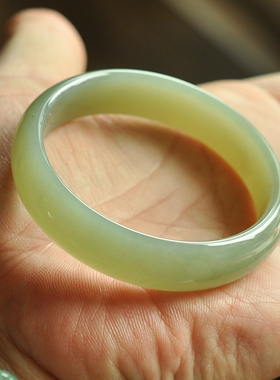 天然和田玉青海冰晴小圈口手镯