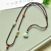sz072青城原创天然A货翡翠南红多宝百搭高档手工编项链挂绳可调节