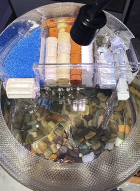 鱼缸加氧过滤一体机圆形鱼缸过滤器圆鱼缸专用加氧净水过滤循环系