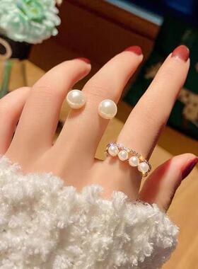珍珠两件套可自戒指韩版清新