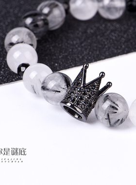 原创镶钻情侣手串礼物黑玛瑙