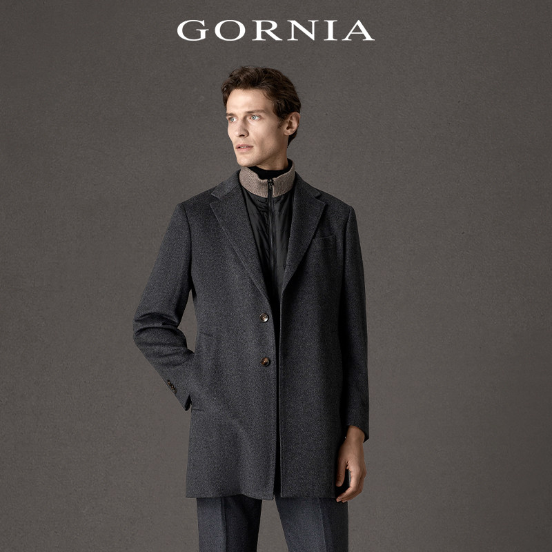 GORNIA/格罗尼雅男士大衣羊毛中长款温暖百搭时尚商务毛呢外套男
