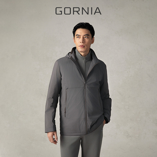 GORNIA/格罗尼雅男士棉服纤维混纺连帽时尚商务轻便百搭温暖外套
