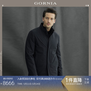 GORNIA/格罗尼雅男士尼克服水貂毛皮保暖立领中年羊毛大衣男