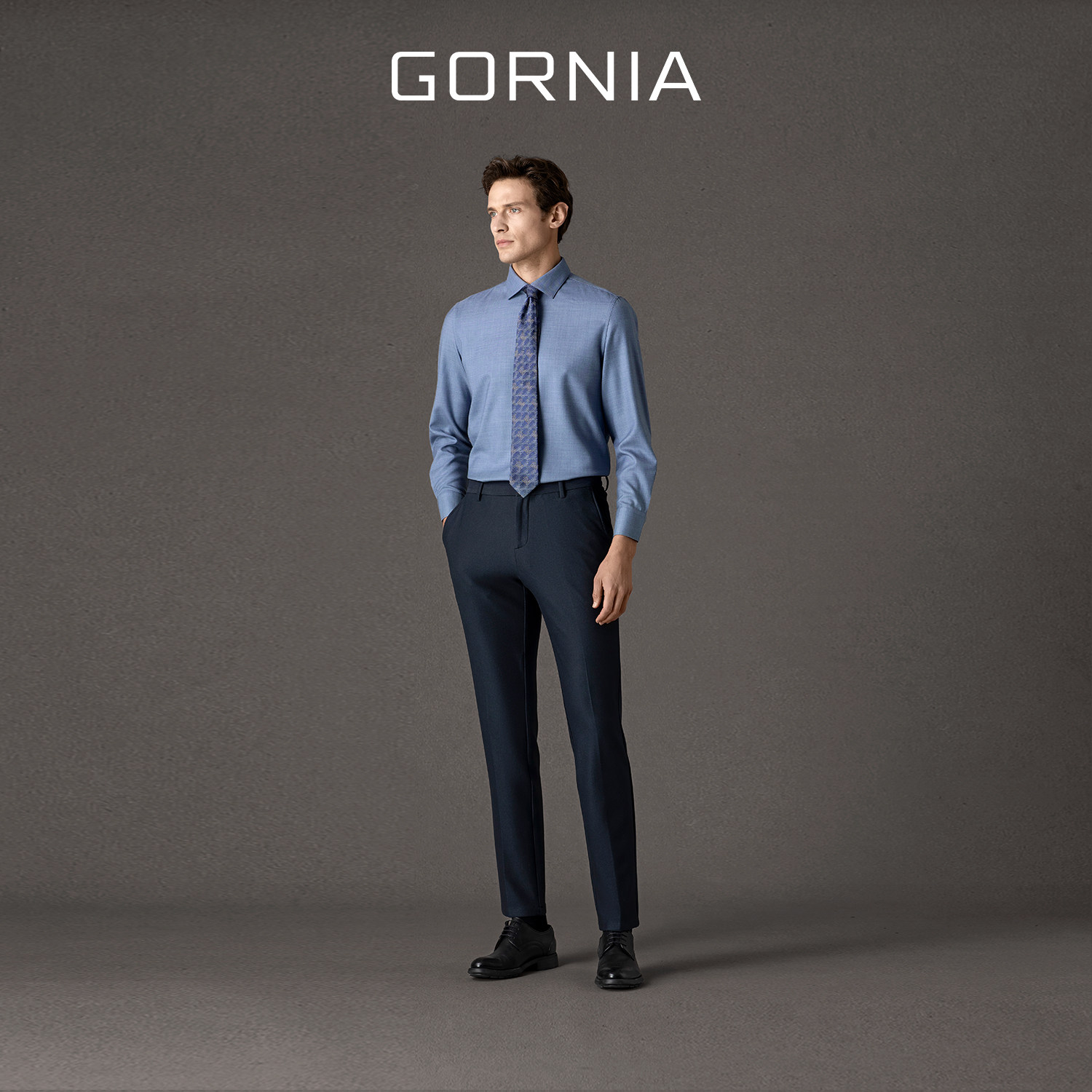 GORNIA格罗尼雅羊毛商务长袖衬衫