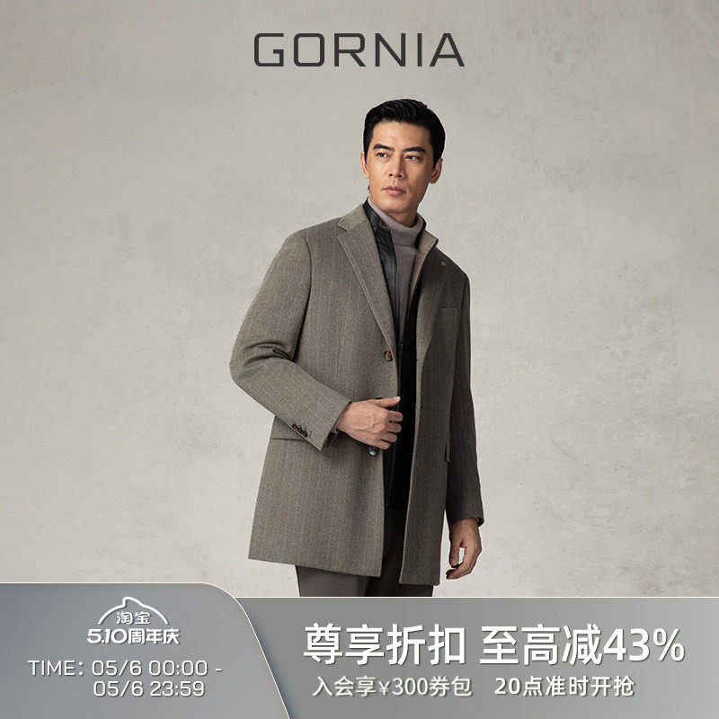 GORNIA/格罗尼雅男士羊毛羊绒混纺时尚西装款商务中年毛呢大衣