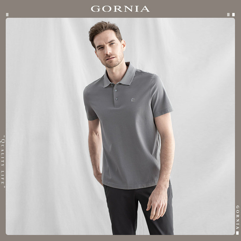 GORNIA/格罗尼雅男士短袖T恤棉丝夏季翻领保罗衫百搭凉爽polo衫