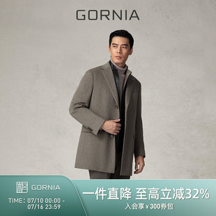 GORNIA/格罗尼雅男士羊毛羊绒混纺时尚西装款商务中年毛呢大衣