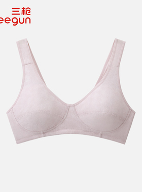 三枪妈妈内衣女提花大罩杯无钢圈文胸大码固定杯背心式胸罩T90031