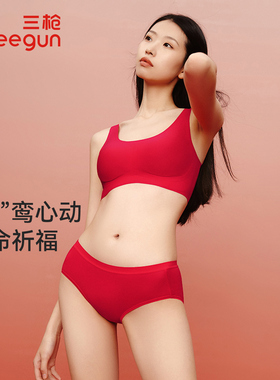2条装三枪女内裤本命年吉庆装丝柔长绒棉5A抗菌大红三角裤T40022