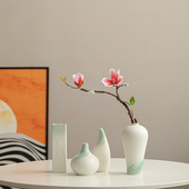 白色花瓶桌面花插家居餐桌摆件水培绿植仿真花假花装 饰品 饰花器装