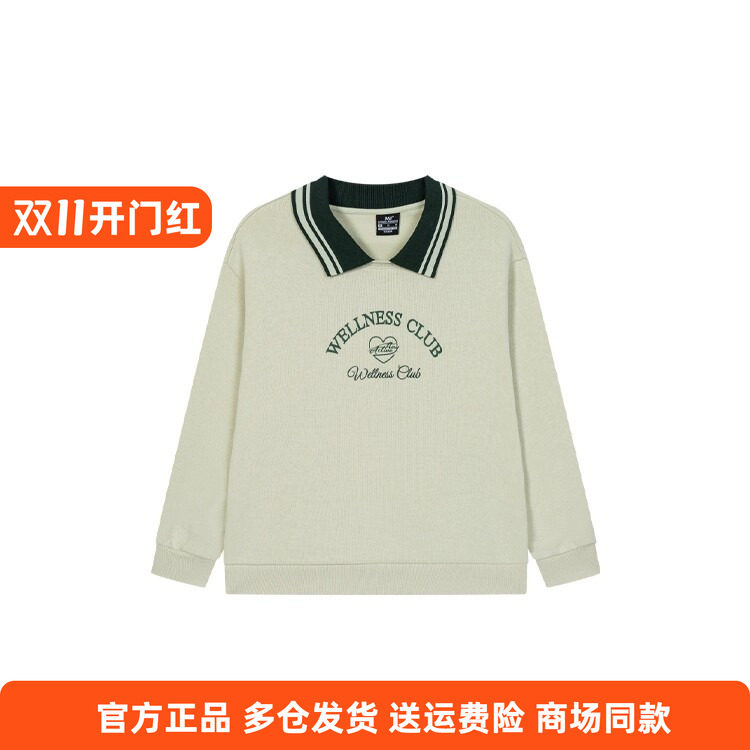 361度正品女式翻领卫衣2025秋季新品套头复古时尚长袖学生上衣女