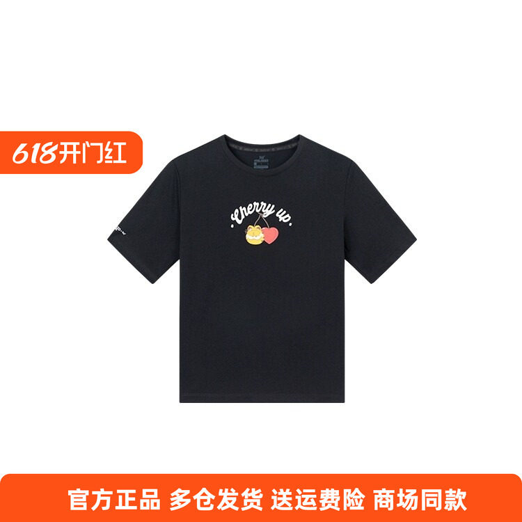 加菲猫联名361度正品短袖2025夏季新品t恤衫女圆领纯棉半袖上衣女