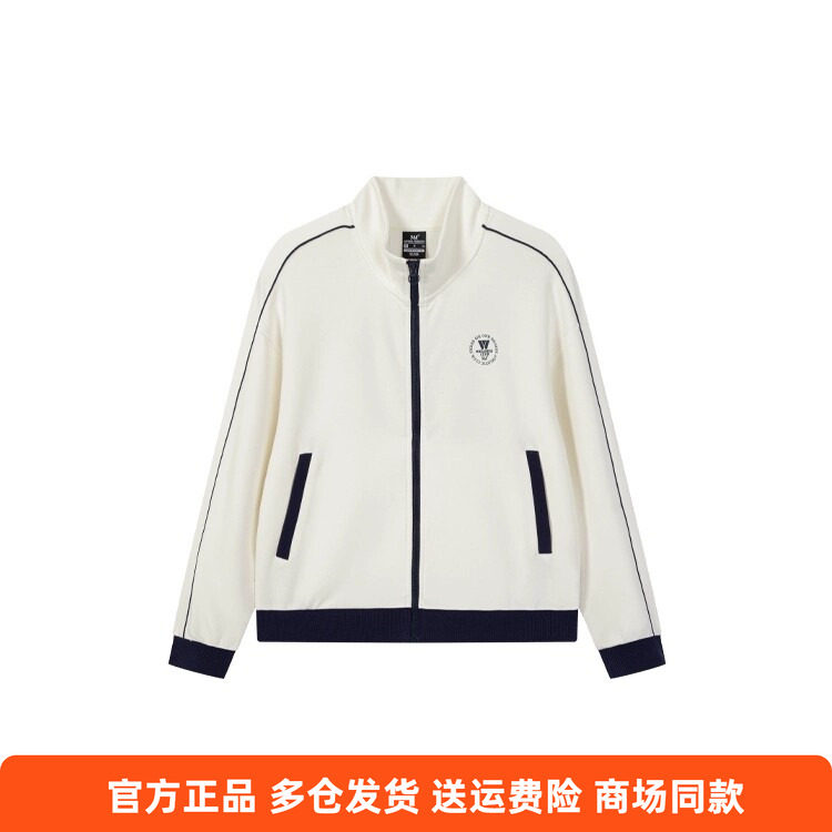 361度正品女士开襟卫衣立领新品2025秋春休闲拼色时尚运动外套女