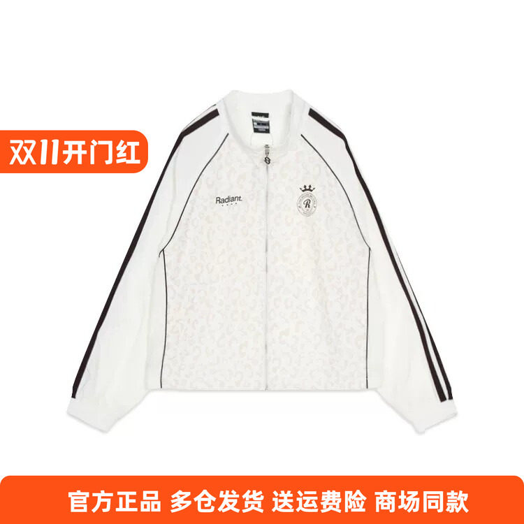 361度正品女士立领单夹克新品2026秋春休闲轻薄豹纹茄克运动外套