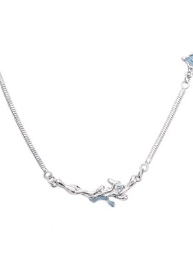 LUYUO原创海洋之心项链甜酷辣妹颈链简约百搭清冷感叠戴锁骨链女