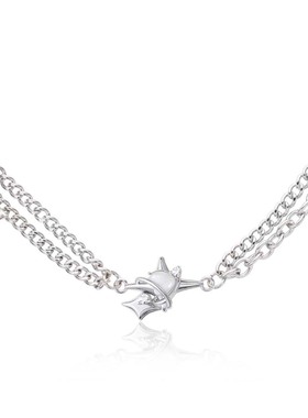 LUYUO原创星光绽放项链甜酷y2k四芒星清冷感气质学生双层锁骨链女