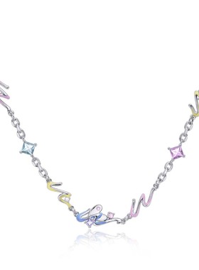 LUYUO原创怦然心动项链Y2K多巴胺少女颈链甜酷简约百搭学生锁骨链