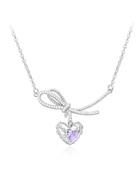 LUYUO夏日蝴蝶结爱心项链甜酷小众高级感气质辣妹冷淡锁骨链女