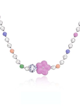 LUYUO夏季彩色花花项链少女可爱甜美小众设计配饰简约穿搭锁骨链