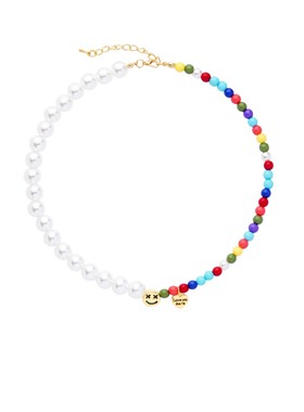 LUYUO彩虹笑脸串珠项链少女可爱夏季甜酷辣妹锁骨拼色小众链颈链