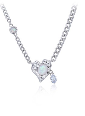 LUYUO液态爱心钛钢项链小众设计感甜酷冷淡风简约高级百搭辣妹女