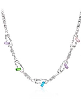 LUYUO液态回形针项链女夏季甜酷辣妹美式小众设计感钛钢锁骨链