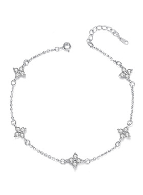 LUYUO S999足银四叶草手链 经典百搭日常约会浪漫告白可调节 显瘦