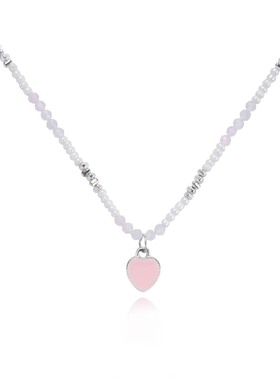 LUYUO夏日蜜桃爱心项链甜美简约叠戴小众气质甜酷辣妹锁骨链女