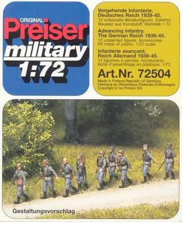 1/72树脂翻模preiser72504二战德军行军状态12人组，含武器配件。