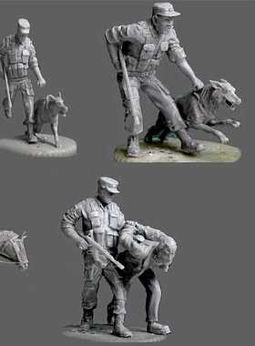 【现货】1/72  原膜翻模008俄罗斯FSB小队8人组，含2军犬2骑兵。