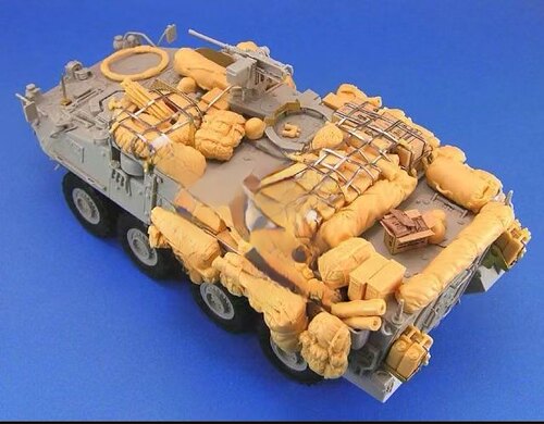 1/35M1126斯崔克装甲车车载包裹补品，树脂白模，适配小号手