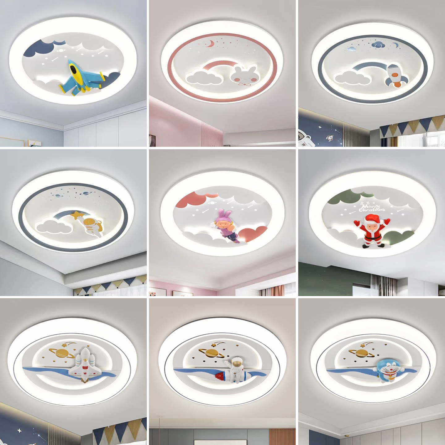 儿童房吸顶灯具卧室简约现代卡通动漫宇航员太空人星球灯哆啦A梦W