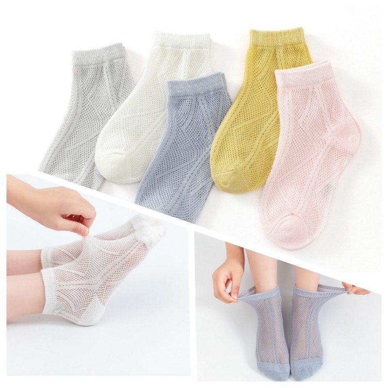 简约儿童短袜夏季薄网眼透气
