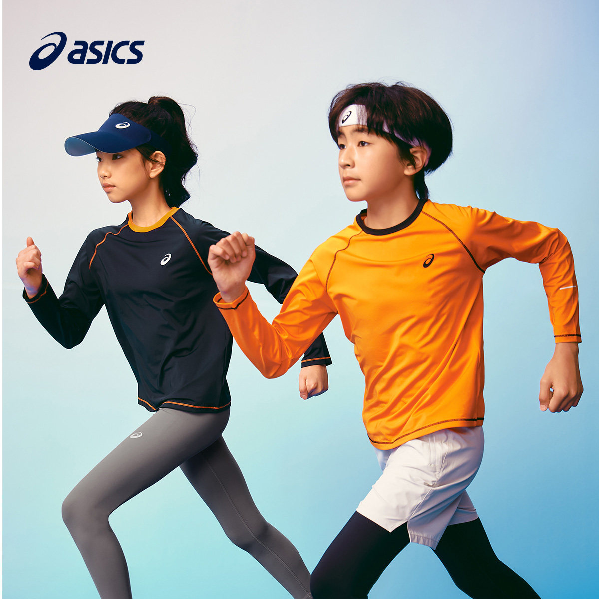 Asics/亚瑟士童装26秋季新品男女童吸湿速干收腰版型印花长袖T恤