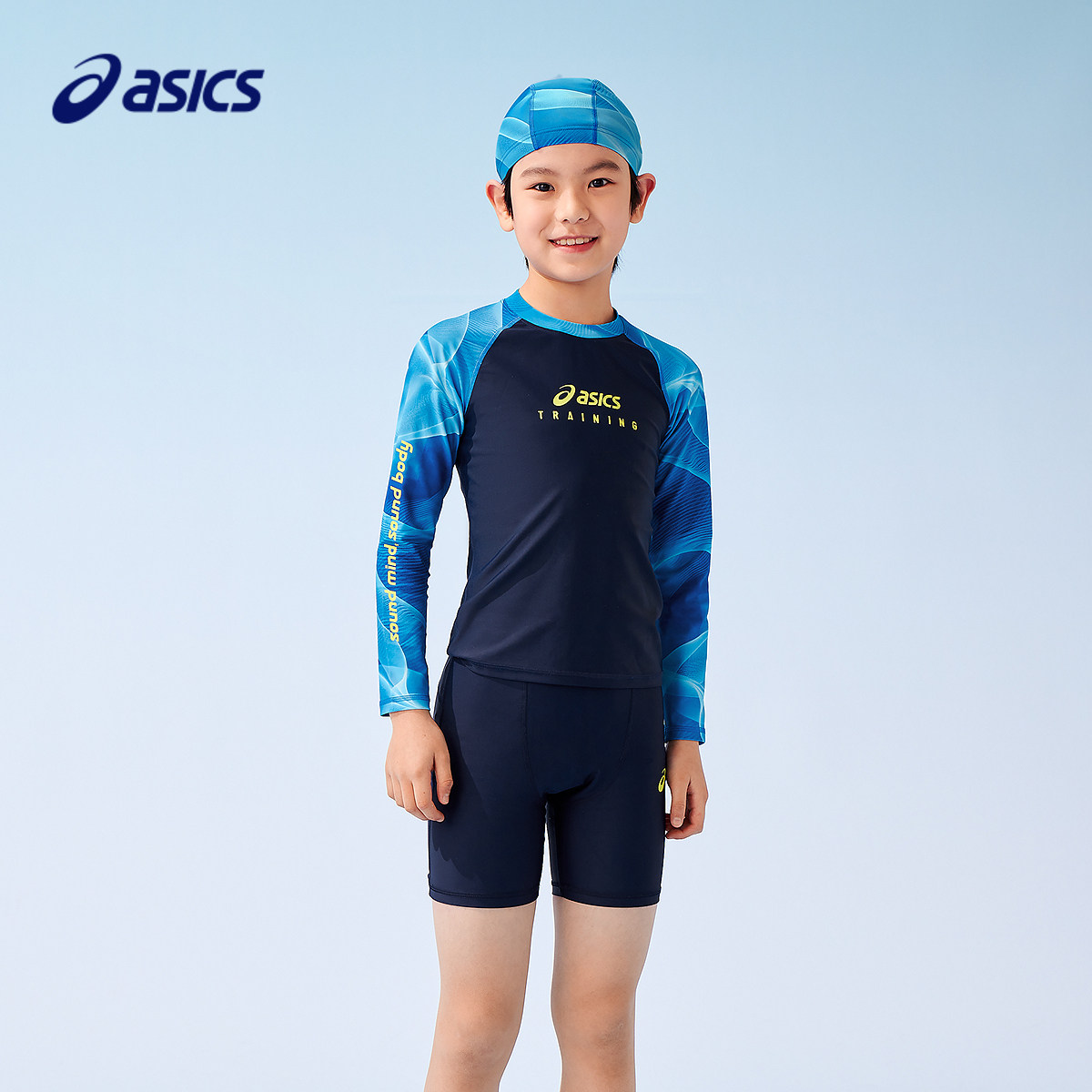 ASICS/亚瑟士儿童男女童夏季UPF50+弹力抗菌泳衣泳裤泳帽分体套装,童装/婴儿装/亲子装,泳衣裤,淘宝优惠券,粉丝福利购,淘宝优惠卷