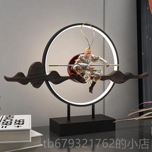 高档创意悟空桌面装饰摆饰齐天大佛斗圣战胜居办公室中式带灯家高
