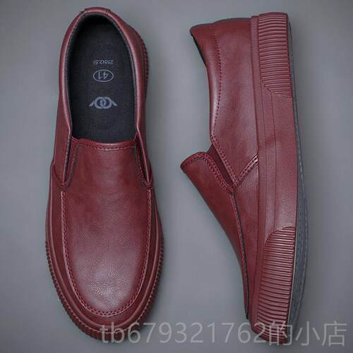 高档男一脚蹬百搭闲皮鞋男休套脚低鞋帮潮流板鞋男2024秋季软鞋底