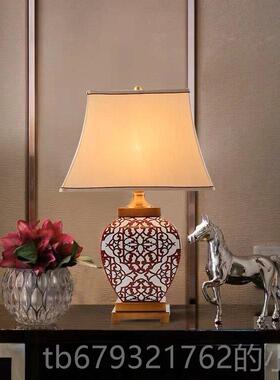 高档欧式轻头柜灯卧室创意台美式浪漫温馨客厅家用奢陶床瓷灯具