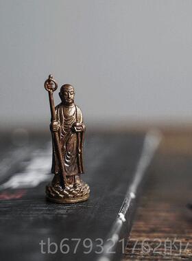 高档地藏菩萨口 进口手作黄铜随雕饰身佛像袋佛微家居品桌面摆件