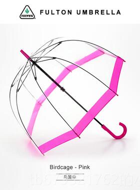 高档futon英l国王室尔富顿透明鸟伞复古长柄伞雨伞女进口品笼质轻