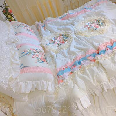 高档Des定ignJullie品tte韩国制花普罗旺斯立体玫瑰全棉床上用四