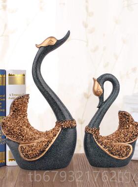 高档家居装饰摆件 欧式设蓝色情侣天鹅件 厅创意橱柜客摆 新摆婚