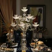 高档式 水晶烛台婚玻璃婚庆礼欧烛台家用浪漫烛光晚餐灯北欧装 饰摆