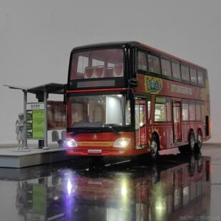 高档1: 京公交模型4 北福田客车双3层巴士祥云蓝北电大公车玩具定