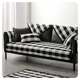 高档沙发黑白灰风北格布棉麻欧简垫约防滑沙发盖盖巾坐垫沙发套罩
