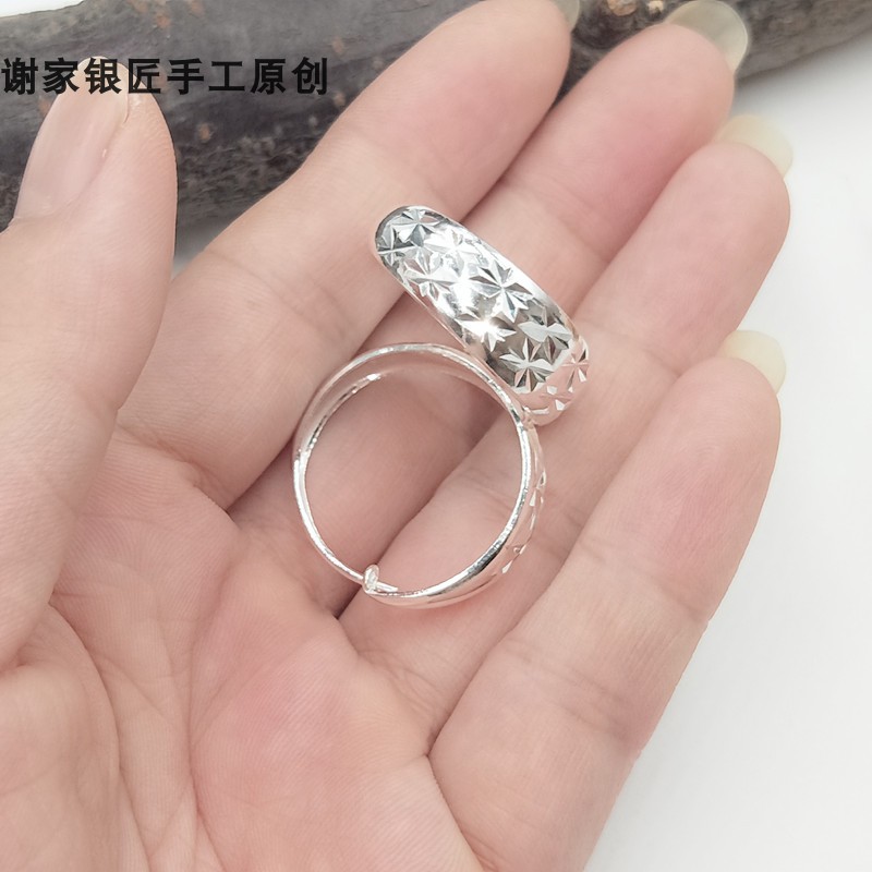 谢家银匠奶奶耳圈  99足银老人满天星耳圈花纹耳圈耳环图片